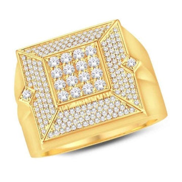 10KT All Yellow Gold 0.98 Carat Square Mens Ring-0325684-ALY
