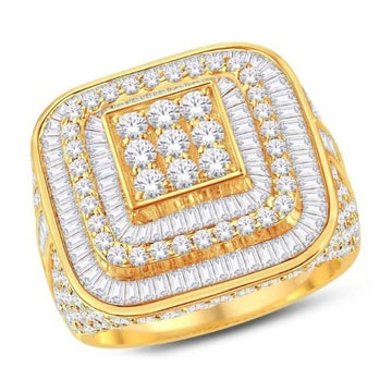 10KT All Yellow Gold 5.70 Carat Cushion Mens Ring-0325687-ALY