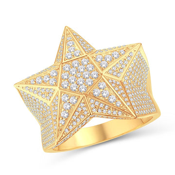 10KT All Yellow Gold 1.25 Carat Star Mens Ring-0325726-ALY
