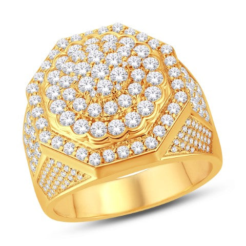 10KT All Yellow Gold 3.55 Carat Designer Cluster Mens Ring-0325997-ALY