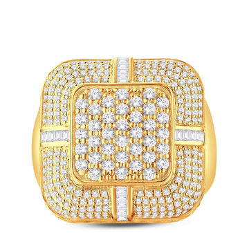 10KT All Yellow Gold 2.53 Carat Cushion Mens Ring-0325998-ALY