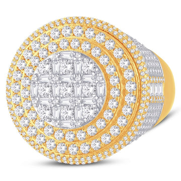 10KT Two-Tone (Yellow and White) Gold 3.00 Carat Round Mens Ring-0326064-YW