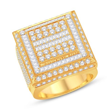 10KT All Yellow Gold 4.00 Carat Square Mens Ring-0326068-ALY