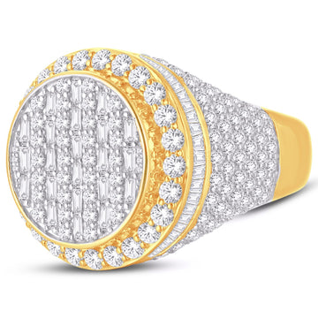 10KT Two-Tone (Yellow and White) Gold 5.00 Carat Round Mens Ring-0326072-YW