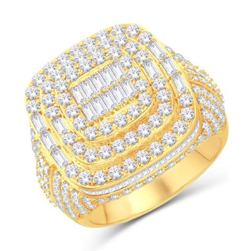 10KT All Yellow Gold 4.81 Carat Cushion Mens Ring-0326075-ALY