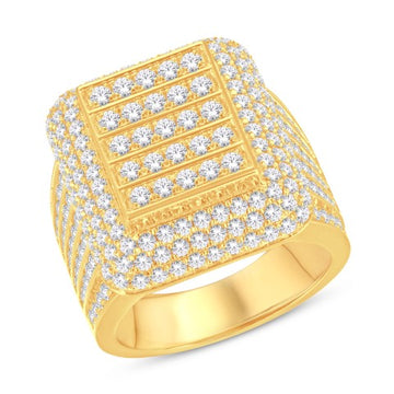 10KT All Yellow Gold 3.37 Carat Square Mens Ring-0326076-ALY