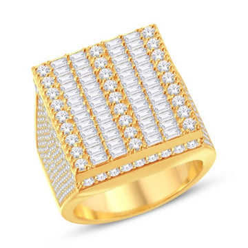 10KT All Yellow Gold 4.25 Carat Square Mens Ring-0326081-ALY