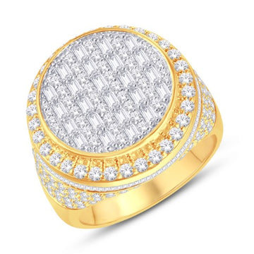 10KT Two-Tone (Yellow and White) Gold 3.43 Carat Round Mens Ring-0326099-YW