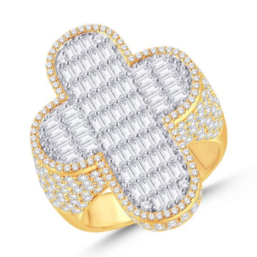 10KT Two-Tone (Yellow and White) Gold 3.47 Carat Cross Mens Ring-0326104-YW