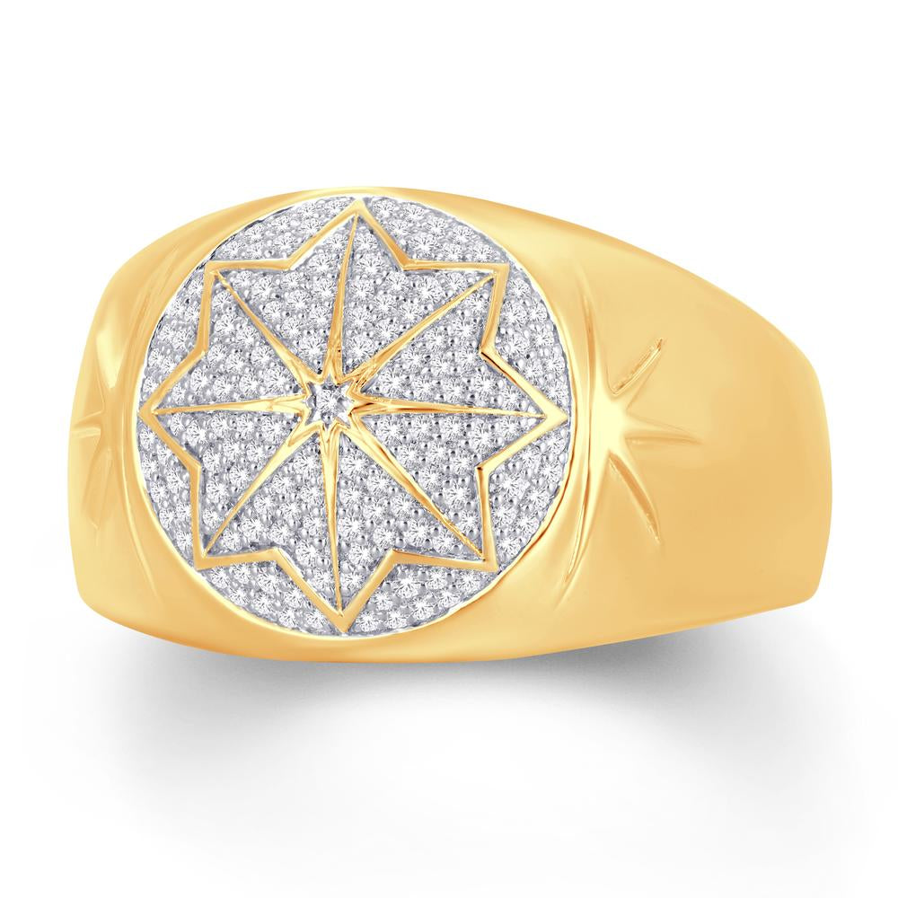 10KT Two-Tone (Yellow and White) Gold 0.38 Carat Fancy Mens Ring-0326118-YW