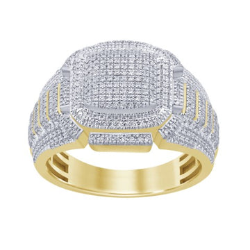 10KT Yellow Gold 0.75 Carat Cushion Mens Ring-0329221-YG