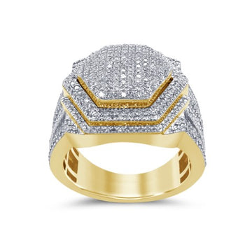 10KT Yellow Gold 1.13 Carat Hexagon Mens Ring-0329230-YG