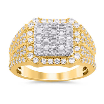 10KT Yellow Gold 1.63 Carat Square Mens Ring-0329305-YG