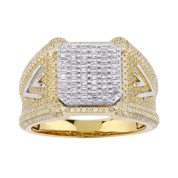 10KT Two-Tone (Yellow and White) Gold 1.20 Carat Square Mens Ring-0329316-YW