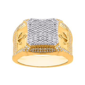 10KT Yellow Gold 1.00 Carat Square Mens Ring-0329334-YG