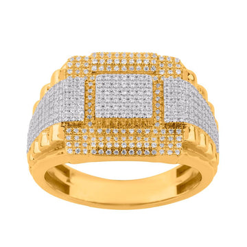 10KT Yellow Gold 0.82 Carat Square Mens Ring-0329339-YG