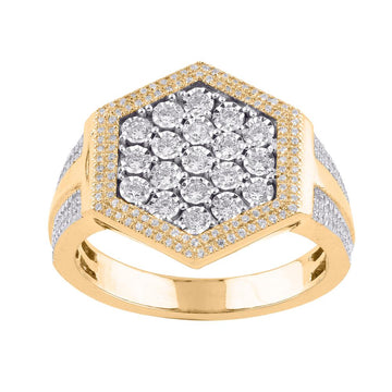 10KT Yellow Gold 0.82 Carat Hexagon Mens Ring-0329875-YG