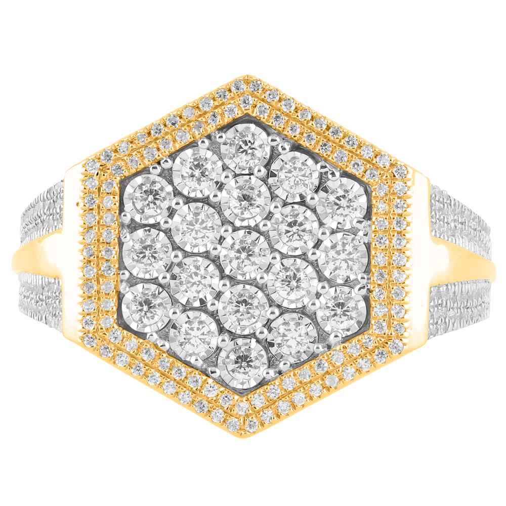 10KT Yellow Gold 0.82 Carat Hexagon Mens Ring-0329875-YG