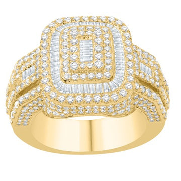 10KT All Yellow Gold 3.25 Carat 3D Cushion Mens Ring-0332056-ALY