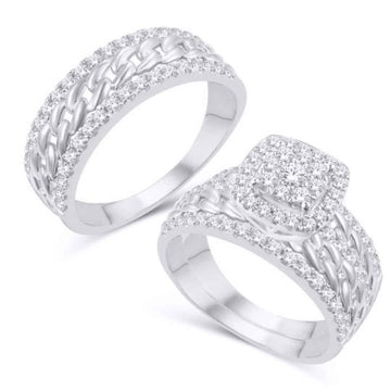 10KT White Gold 1.45 Carat Cushion Trio Set-0425850-WG