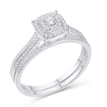 10KT White Gold 0.25 Carat Cushion Bridal Ring-0526138-WG