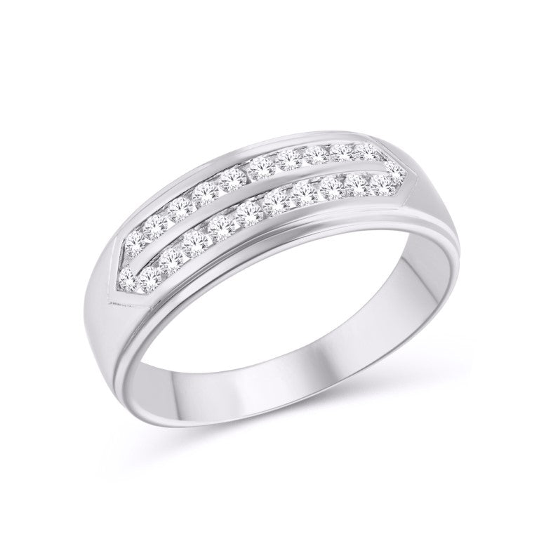 10KT White Gold 0.86 Carat Classic Mens Band-0625085-WG