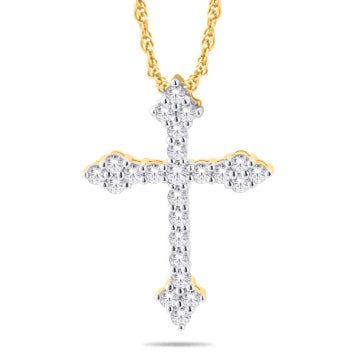 10KT Yellow Gold 0.25 Carat Cross Pendant-0825218-YG