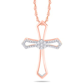 10KT Rose Gold 0.15 Carat Cross Pendant-0825219-RG