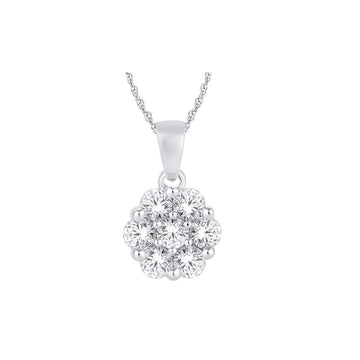 10KT White Gold 0.50 Carat Flower Pendant-0825232-WG-10KT