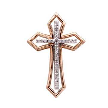 10KT Rose Gold 0.08 Carat Cross Pendant-0825256-RG