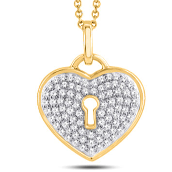 10KT Yellow Gold 0.25 Carat Heart Lock Pendant-0825384-YG