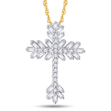 10KT Yellow Gold 0.38 Carat Cross Pendant-0825388-YG