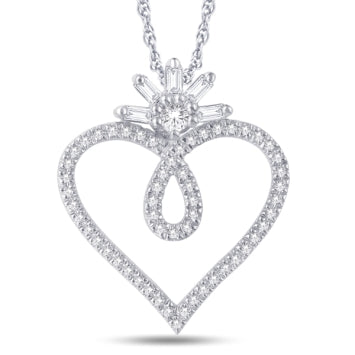 10KT White Gold 0.33 Carat Heart Pendant-0825389-WG