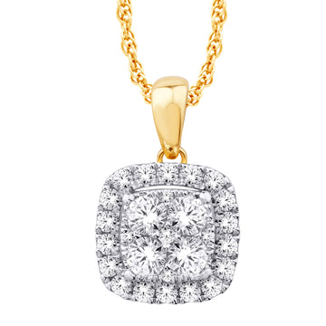 10KT Yellow Gold 0.75 Carat Cushion Pendant-0825403-YG