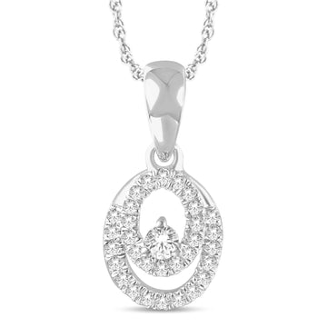 10KT White Gold 0.13 Carat Oval Pendant-0825408-WG