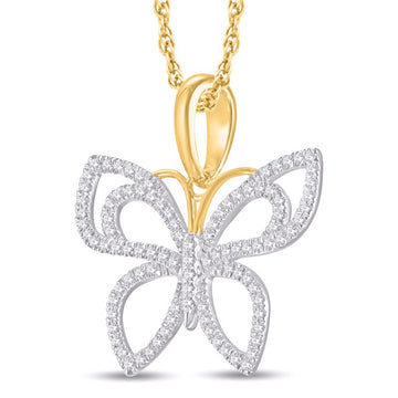 10KT Yellow Gold 0.18 Carat Butterfly Pendant-0825469-YG