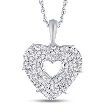 10KT White Gold 0.22 Carat Heart Pendant-0825478-WG