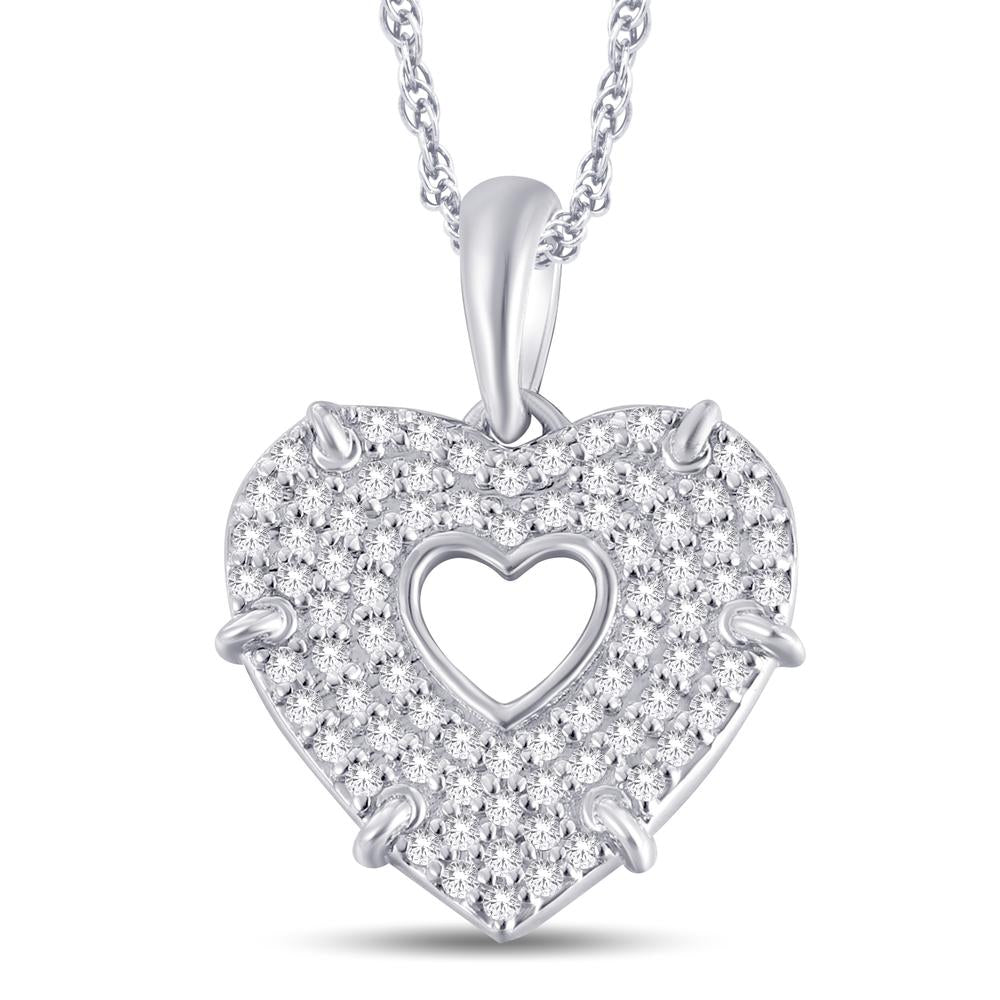 10KT White Gold 0.22 Carat Heart Pendant-0825478-WG