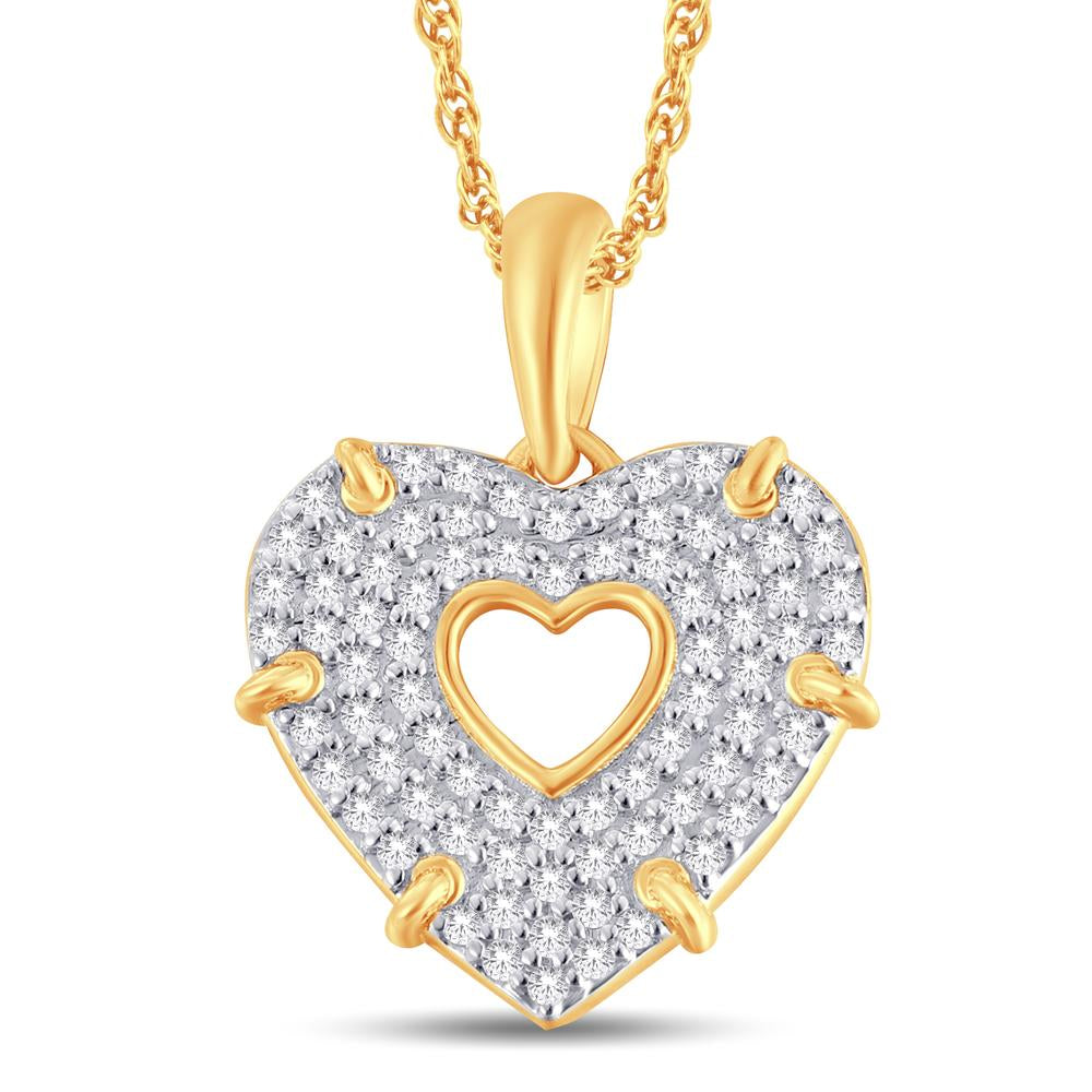 10KT Yellow Gold 0.22 Carat Heart Pendant-0825478-YG