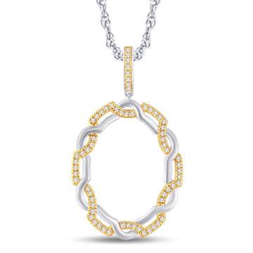 10KT Two-Tone (White and Yellow) Gold 0.14 Carat Oval Pendant-0825479-WY