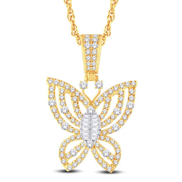 10KT Two-Tone (Yellow and White) Gold 1.82 Carat Butterfly Pendant-0825621-YW