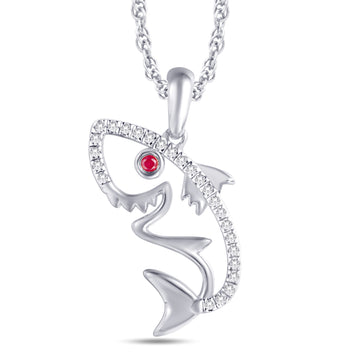 10KT White Gold 0.05 Carat Shark Pendant-0825910-WG