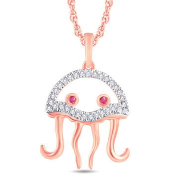 10KT Rose Gold 0.09 Carat Jellyfish Pendant-0825926-RG