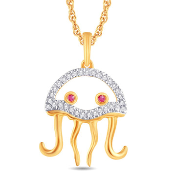 10KT Yellow Gold 0.09 Carat Jellyfish Pendant-0825926-YG