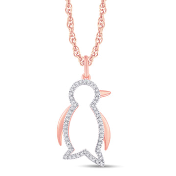 10KT Rose Gold 0.12 Carat Penguin Pendant-0825930-RG