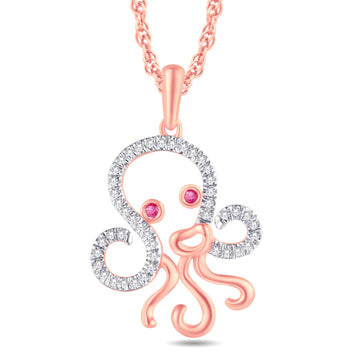 10KT Rose Gold 0.13 Carat Octopus Pendant-0825932-RG