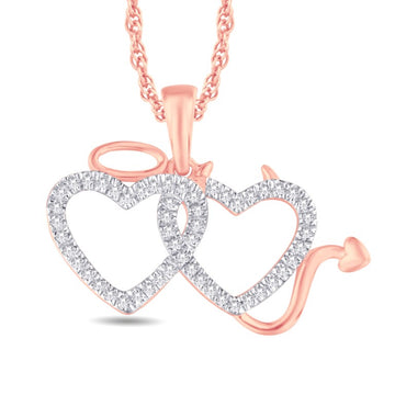 10KT Rose Gold 0.11 Carat Angel & Devil Heart Pendant-0825939-RG