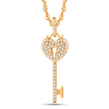 10KT All Yellow Gold 0.20 Carat Heart Key Pendant-0825942-ALY