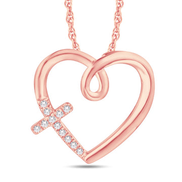 10KT Rose Gold 0.04 Carat Heart Pendant-0825944-RG