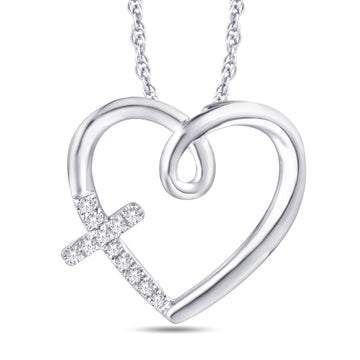 10KT White Gold 0.04 Carat Heart Pendant-0825944-WG